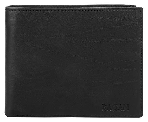 BAGAN Geldbörse im Querformat Echt Leder Herren | Slim Design | Portemonnaie mit Reißverschlussfach | kompaktes Brieftasche mit Druckknopf | 020879 von BAGAN