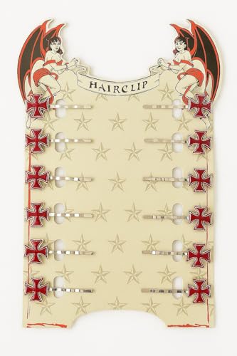 12x Haarklammern mit rotem Kreuz – Haarspangen Set im Rockabilly, Gothic & Punk Stil – Retro Haarclips für Damen & Mädchen von BAGANO