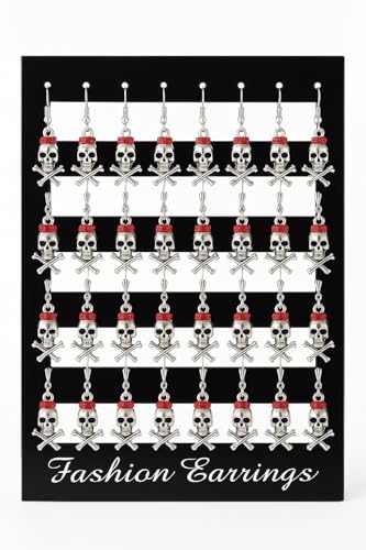 16 Paar Ohrringe mit hängenden Totenköpfen & Schleife – Skull Earrings im Rockabilly & Gothic Stil – Ohrschmuck Set für Damen & Mädchen von BAGANO