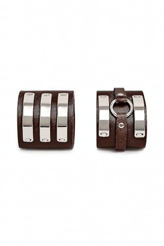 2er Set Lederarmbänder – Dunkelbraun | Verstellbarer Unisex Armschmuck im Biker, Rocker, Gothic & Punk Stil | Festival Accessoire für Damen & Herren von BAGANO