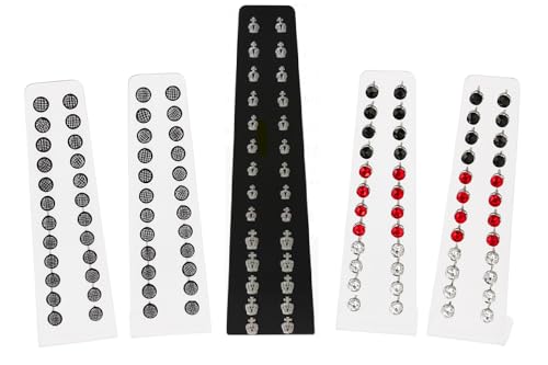62 Paar Ohrringe Ohrstecker Set Damen Herren | Earstuds Modeschmuck | Karo, Kronen & Strass in Schwarz, Rot & Weiß | Schmuck Geschenk-Set von BAGANO