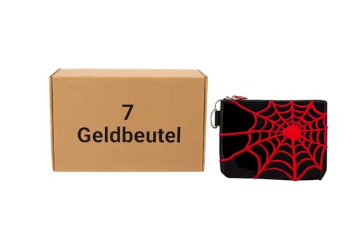7X Geldbeutel mit Spinnennetz-Motiv – Rock/Punk Portemonnaie & Geldbörse – Großhandel Set von BAGANO