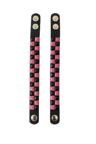 BAGANO 2er Set Punk Armband Schwarz Pink – Nieten Armbänder für Damen & Herren – Festival Schmuck Accessoire Rock Gothic Emo von BAGANO