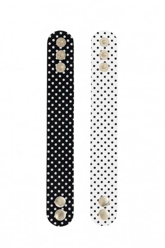 BAGANO 2er Set Retro Armbänder – Schwarz & Weiß mit Polka Dots – Rockabilly Vintage Accessoire für Damen von BAGANO