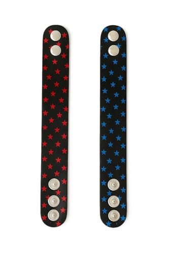 BAGANO 2er Set Rockabilly Armbänder – Schwarz-Rot & Schwarz-Blau mit Sternen – Vintage Festival Armschmuck von BAGANO