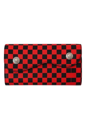 BAGANO Damen Geldbörse – Schwarz Rot Kariert Karo | Rockabilly Portemonnaie | Retro Punk Accessoire – 17 x 9 cm von BAGANO