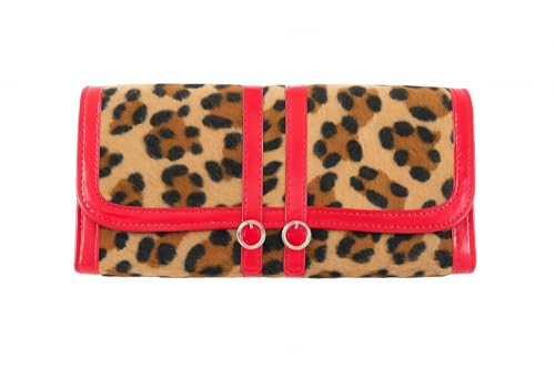 BAGANO Roter Leopard Plüsch Geldbeutel – Damen Portemonnaie im Rockabilly & Gothic Stil – Weiche Geldbörse mit Retro-Charme von BAGANO