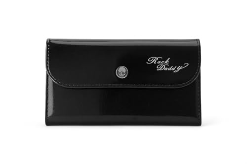 BAGANO Schwarze Lack Geldbörse mit Leopard-Innenfutter – Vintage Damen Portemonnaie – Retro Accessoire im Rockabilly Stil von BAGANO