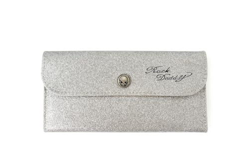 BAGANO Silberne Lack Geldbörse mit Leopard-Innenfutter – Vintage Damen Portemonnaie – Retro Accessoire im Rockabilly Stil von BAGANO