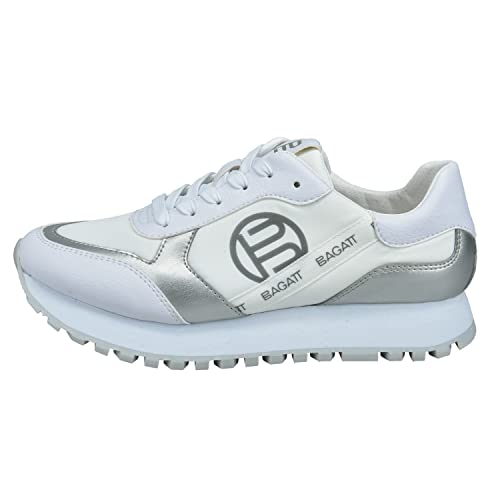 BAGATT Damen D31-A6L13 Sneaker, White/Silver, 38 EU von BAGATT