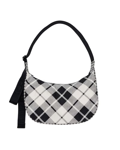 BAGGU Mittelgroße Nylon-Halbmond-Tasche, gemischtes Karomuster von BAGGU