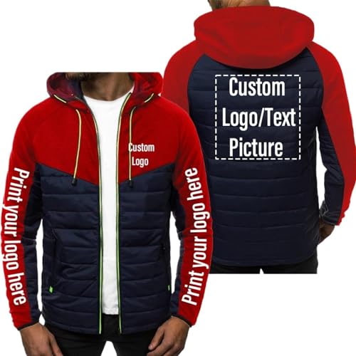 BAGLEV Entwerfen Sie Ihren Eigenen Individuellen Kapuzenpullover für Herren, Personalisierte Jacke, Ihr Logo, Fototext, Reißverschluss-Sweatshirt Color4,L von BAGLEV