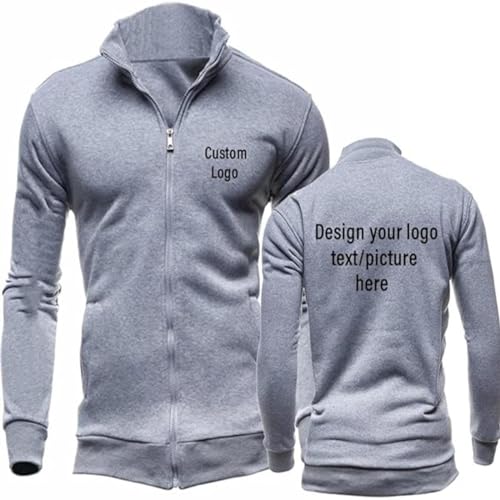 Benutzerdefinierte Männer Hoodies Personalisieren Sie Ihren Eigenen Text Bild Logo Reißverschluss Langarm Frühling Herbst Streetwear Mantel color2,XXL von BAGLEV