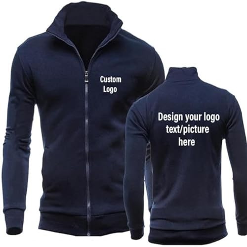 Benutzerdefinierte Männer Hoodies Personalisieren Sie Ihren Eigenen Text Bild Logo Reißverschluss Langarm Frühling Herbst Streetwear Mantel color4,L von BAGLEV