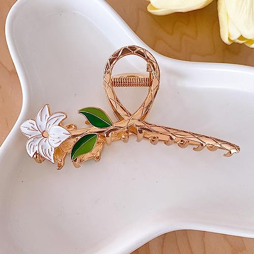 Krokodilklemme, Kopfschmuck, Haarklemme, neue Damen-Haarspange, elegante goldene Blumen-Haarspange, Haarspange, Krabben-Stirnband, Pferdeschwanz-Clip, Kopfschmuck, Haar-Accessoire, Krone 1 (Color : E von BAGLEV