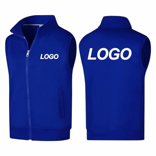 Personalisierte Logo-Weste, Individueller Druck mit Ihrem Eigenen Bild/Text, f黵 Herren und Damen, Warme Fleecejacke, Fr黨lings- und Herbstmode, L鋝sige Weste, Mantel Royal color1,L von BAGLEV