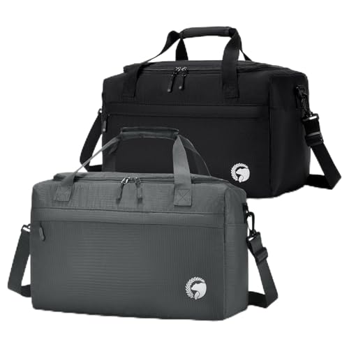 BAGROUPS 2X Ryanair Handgepäck 40x20x25 Reisetasche 20L Klein Faltbare Handgepäck Tasche für Flugzeug Leichte Sporttasche Weekender Wasserdicht Fitness Tasche Reisetaschen Herren Damen Schwarz Grau von BAGROUPS
