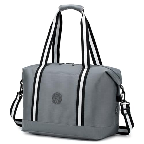 BAGROUPS 32L Easyjet Handgepäck 45x36x20 Tasche Faltbare Handgepäck Tasche für Flugzeug Wasserdichter Nylon Travel Bags Groß Weekender Sporttasche Fitnesstasche Reisetasche Damen Herren Grau von BAGROUPS