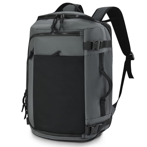 BAGROUPS Handgepäck Rucksack 40x30x20 für Wizzair 15,6 Zoll Laptop Rucksack Erweiterbar Reiserucksack Handgepäck Wasserdicht Herren Schulrucksack Damen Cabin Bag für Business, Reise, Arbeit Grau von BAGROUPS