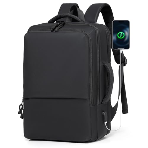 BAGROUPS Handgepäck Rucksack 45x30x15 für EasyJet 15,6 Zoll Laptop Rucksack Reiserucksack Handgepäck mit USB Ladeanschluss Herren Cabin Bag Damen Schulrucksack für Business, Reise, Arbeit, Schwarz von BAGROUPS