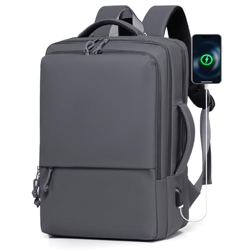 BAGROUPS Handgepäck Rucksack 45x30x15 für EasyJet 15,6 Zoll Laptop Rucksack Reiserucksack Handgepäck mit USB Ladeanschluss Herren Cabin Bag Damen Schulrucksack für Business, Reise, Arbeit, Dunkelgrau von BAGROUPS
