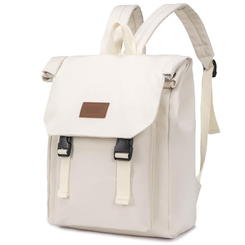 BAGROUPS Reiserucksack Handgepäck Flugzeug 40x30x15 British Airways Laptop rucksack 15.6 zoll Canvas Rolltop Schulrucksack Damen für Schule, Arbeit und Reisen（Weiß） von BAGROUPS