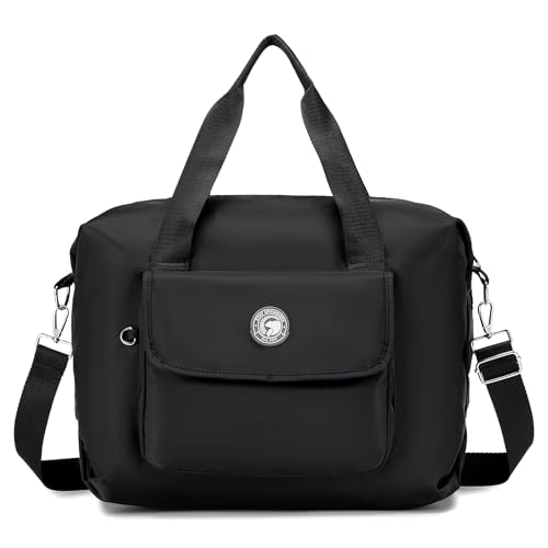 BAGROUPS Reisetasche Handgepäck 40x30x20 Faltbar für Wizzair 25L Wasserdicht Nylon Weekender Leicht Sporttasche Koffer Organizer Reise-Gepäck Tasche für Handtaschen Hospital Bag Herren Damen Schwarz von BAGROUPS