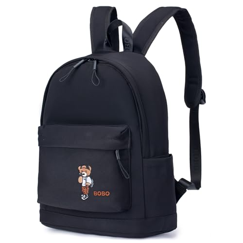 BAGROUPS Rucksack Schule Teenager Klein Unisex Out Of Office Rucksack Schulrucksack Jugendliche Niedlicher Rucksacktasche Wasserdicht Nylon Cityrucksack Mädchen für Urlaub Sport Arbeit Reise Schwarz von BAGROUPS