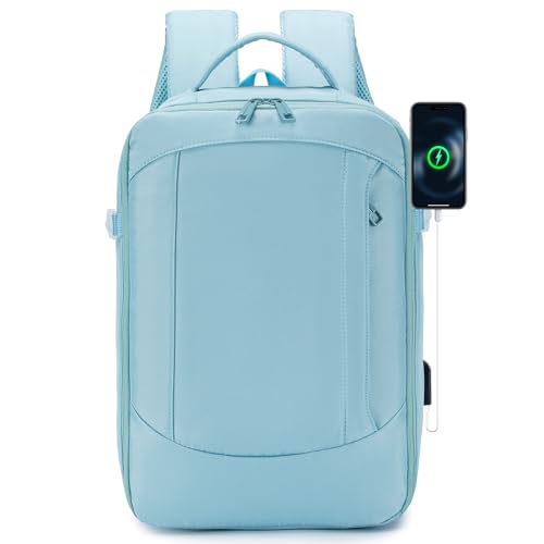 BAGROUPS Ryanair Handgepäck 40x20x25 Erweiterbar Reise Rucksack Flugzeug Handgepäck Klein Laptop Rucksack 14 Zoll mit USB Wasserdichter Travel Backpack Carry on Luggage für Herren Damen Blau von BAGROUPS