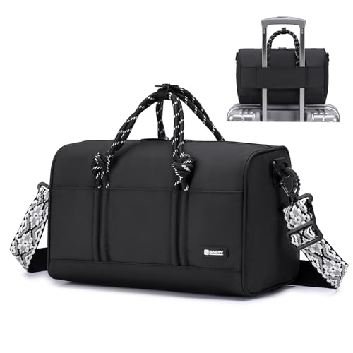 BAGZY Ryanair Handgepäck Handgepäck Tasche für Flugzeug Klein Wasserdicht Reisetasche Faltbare Sporttasche Weekender Handgepäck Koffer für Herren und Damen Schwarz von BAGZY