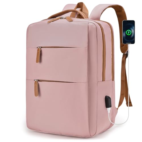 BAGZY Handgepäck Rucksack 40x30x15 British Airways Wasserdichtem 15.6 Zoll Laptop Rucksack mit USB-Anschluss Diebstahlschutz Schulrucksack Herren Damen für Reisen, Geschäftsreisen, Büroarbeit Rosa von BAGZY