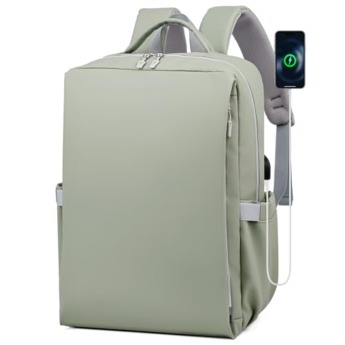 BAGZY Handgepäck Rucksack 40x30x15 für British Airways 20L Klein Reiserucksack 15.6 Zoll Laptop Rucksack mit USB Ladeanschluss Wasserdicht Handgepäck Herren Damen für Business, Arbeit, Reise Grün von BAGZY