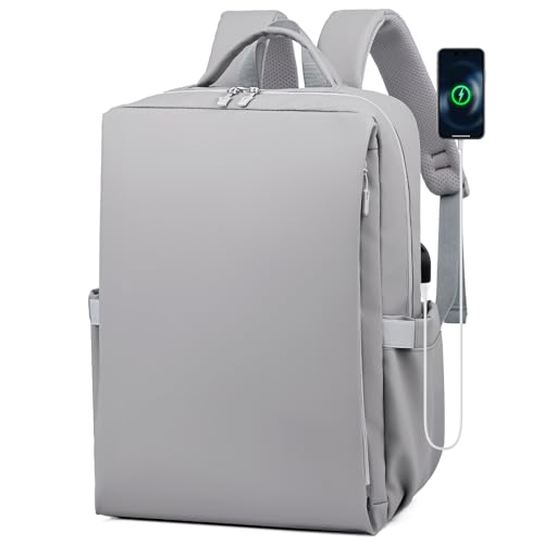 BAGZY Handgepäck Rucksack 40x30x15 für British Airways 20L Klein Reiserucksack 15.6 Zoll Laptop Rucksack mit USB Ladeanschluss Wasserdicht Handgepäck Herren Damen für Business, Arbeit, Reise Grau von BAGZY