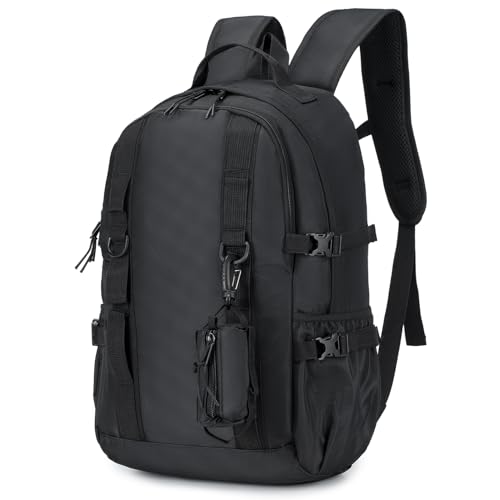 BAGZY Handgepäck Rucksack Herren 24 Liter Tagesrucksäcke, Laptop Rucksack 15,6 Zoll, Daypack, Tagesrucksack mit vielen Fächern für Schule/Reisen/Wandern/Klettern/Camping (Schwarz) von BAGZY