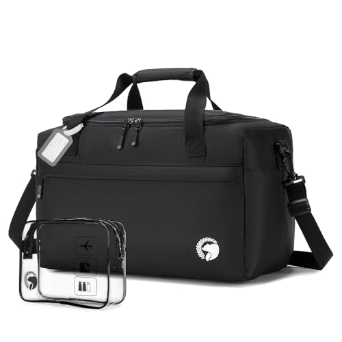 BAGZY Ryanair Handgepäck 40x20x25 Faltbare Reisetasche Kleine Cabin Bag Handgepäck Tasche für Flugzeug 20L Handgepäck Koffer für Sporttasche Weekender Damen Herren Schwarz von BAGZY
