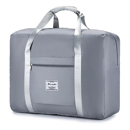 BAGZY Handgepäck Tasche 55x40x20 Faltbar für TUI Airways Lufthansa Ryanair, 45L Groß Reisetasche Flugzeug Leicht Wasserdicht Sporttasche Gym Duffle Bag für Weekender Krankenhaustasche Herren & Damen von BAGZY