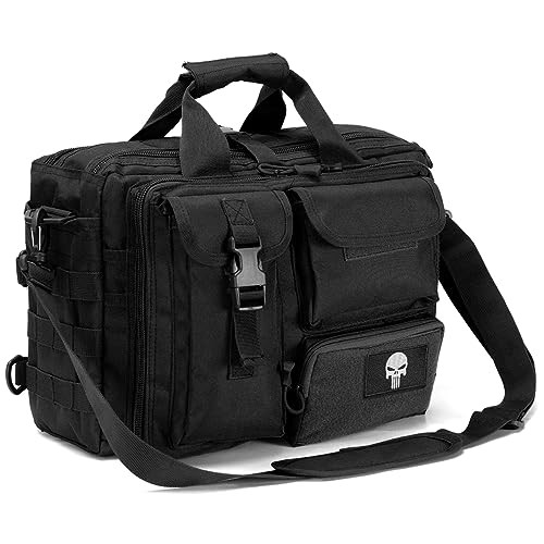 BAGZY Multifunktional Taktische Tasche, Herren Militär Tasche Umhängetasche Arbeitstasche 14/15.6/17 Zoll Laptoptasche Pilotentasche Bundeswehr Schultasche (Schwarz 15,6 Zoll, Aktualisieren) von BAGZY