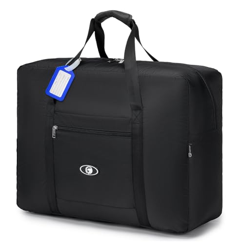 BAGZY Handgepäck Tasche 55x40x20 Faltbar für TUI Airways Lufthansa Ryanair, 45L Groß Reisetasche Flugzeug Leicht Wasserdicht Sporttasche Gym Duffle Bag für Weekender Krankenhaustasche Herren & Damen von BAGZY