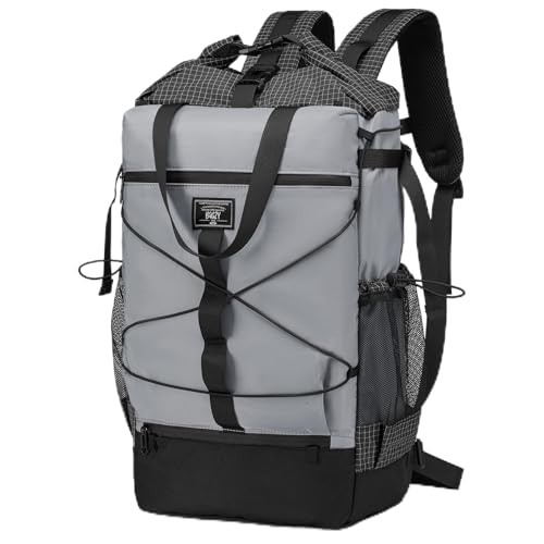 BAGZY Rolltop Rucksack 40x30x15 British Airways jet2 Wasserdicht Rollrucksack Damen Herren Laptop Rucksack mit Laptopfach für 17Zoll Groß Tagesrucksack Sportrucksack Reiserucksack für Business Grau von BAGZY