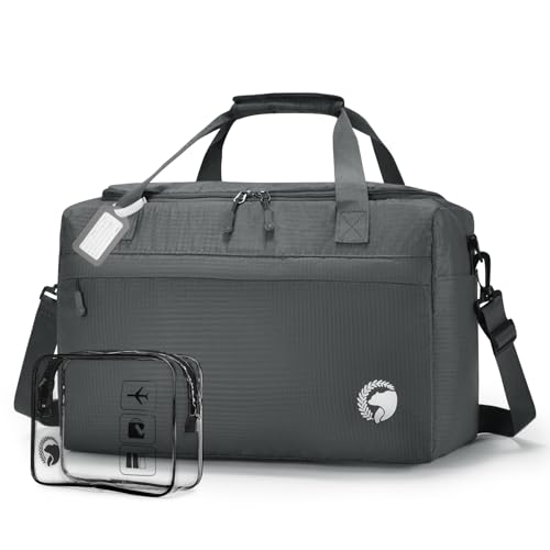 BAGZY Ryanair Handgepäck 40x20x25 Handgepäck Tasche für Flugzeug 20L Faltbare Sporttasche Wasserdicht Weekender Handtaschen Tragbar Schwimmtasche Fitnesstasche Trainingstasche für Herren Damen Grau von BAGZY