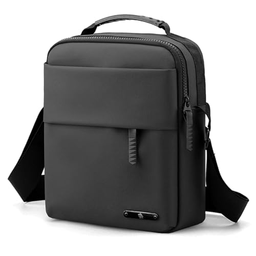 BAGZY Schultertasche Handtaschen Männer ，Umhängetasche Herren 9,7 Zoll Tablet-Tasche Große Brustbeutel Herren Tasche Arbeitstasche für Büro/Hochschule/Reisen，Grau von BAGZY