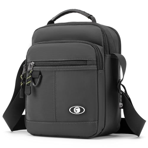 BAGZY Umhängetasche Herren Nylon Wasserdichte Für 9,7 Zoll Ipad Crossbody Bag Handytasche Männertasche Tägliches Mit Verstellbaren Schultergurt Für Büro/Hochschule/Reisen (Grau) von BAGZY