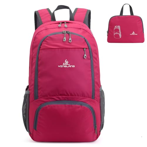 BAGZY Wanderrucksäcke 40L Outdoor Sportrucksack Faltbarer Reiserucksack Rucksack Handgepäck Trekkingrucksack Ultraleicht Wasserdicht Nylon Rucksack Schule Kabinentasche Flug Reisetasche von BAGZY