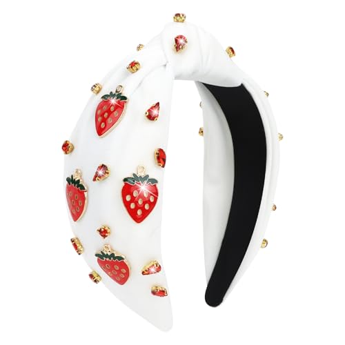 BAHABY Geknotete Stirnbänder für Damen, Erdbeer-Strass-Stirnband, breite Stirnbänder, tropische Früchte, Stirnbänder, Strandurlaub, Stirnbänder für Mädchen BAHABY Geknotete Stirnbänder für Damen, Erdbeer-Strass-Stirnband, breite Stirnbänder, tropische Früchte, Stirnbänder, Strandurlaub, Stirnbänder für Mädchen von BAHABY