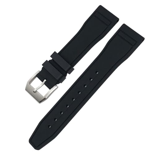 BAHDB 20 mm 21 mm 22 mm weiches Fluorkautschuk-FKM-Uhrenarmband für IWC Big Pilot Portofino TOP GUN Uhrenarmband aus Naturkautschuk (Color : Black Pin, Size : 21mm) von BAHDB