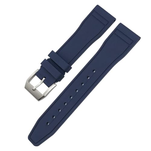 BAHDB 20 mm 21 mm 22 mm weiches Fluorkautschuk-FKM-Uhrenarmband für IWC Big Pilot Portofino TOP GUN Uhrenarmband aus Naturkautschuk (Color : Dark Blue Pin, Size : 20mm) von BAHDB