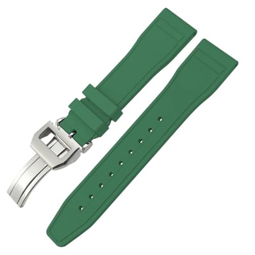 BAHDB 20 mm 21 mm 22 mm weiches Fluorkautschuk-FKM-Uhrenarmband für IWC Big Pilot Portofino TOP GUN Uhrenarmband aus Naturkautschuk (Color : Green Square, Size : 20mm) von BAHDB