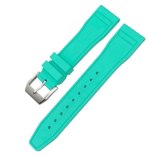 BAHDB 20 mm 21 mm 22 mm weiches Fluorkautschuk-FKM-Uhrenarmband für IWC Big Pilot Portofino TOP GUN Uhrenarmband aus Naturkautschuk (Color : Light Green Pin, Size : 22mm) von BAHDB