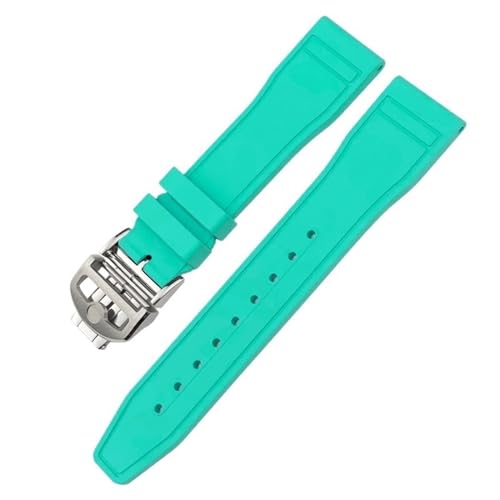 BAHDB 20 mm 21 mm 22 mm weiches Fluorkautschuk-FKM-Uhrenarmband für IWC Big Pilot Portofino TOP GUN Uhrenarmband aus Naturkautschuk (Color : Light Green Round, Size : 21mm) von BAHDB