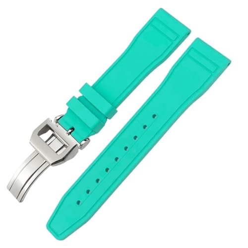 BAHDB 20 mm 21 mm 22 mm weiches Fluorkautschuk-FKM-Uhrenarmband für IWC Big Pilot Portofino TOP GUN Uhrenarmband aus Naturkautschuk (Color : Light Green Square, Size : 20mm) von BAHDB